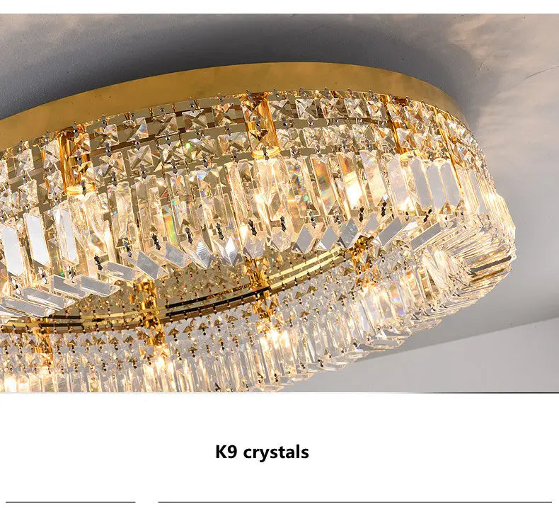 Decorbites™ crystal led chandelier ceiling light gold with clear k9 crystals in a polished frame ideal for dining room ceiling light