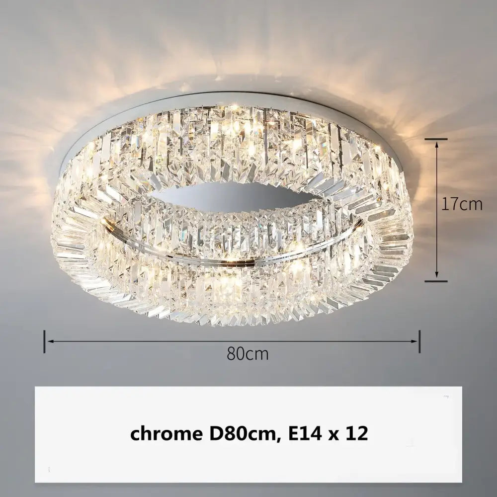 DecorBites™ crystal LED chandelier ceiling light in gold with two chrome rings and twelve e14 bulbs for dining room
