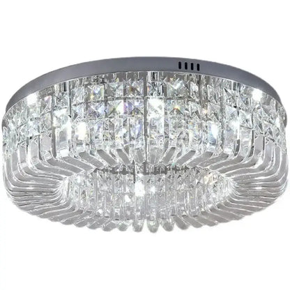 Decorbites™ crystal led chandelier ceiling light with gold chrome frame and clear faceted prisms for modern crystal ceiling or dining room use