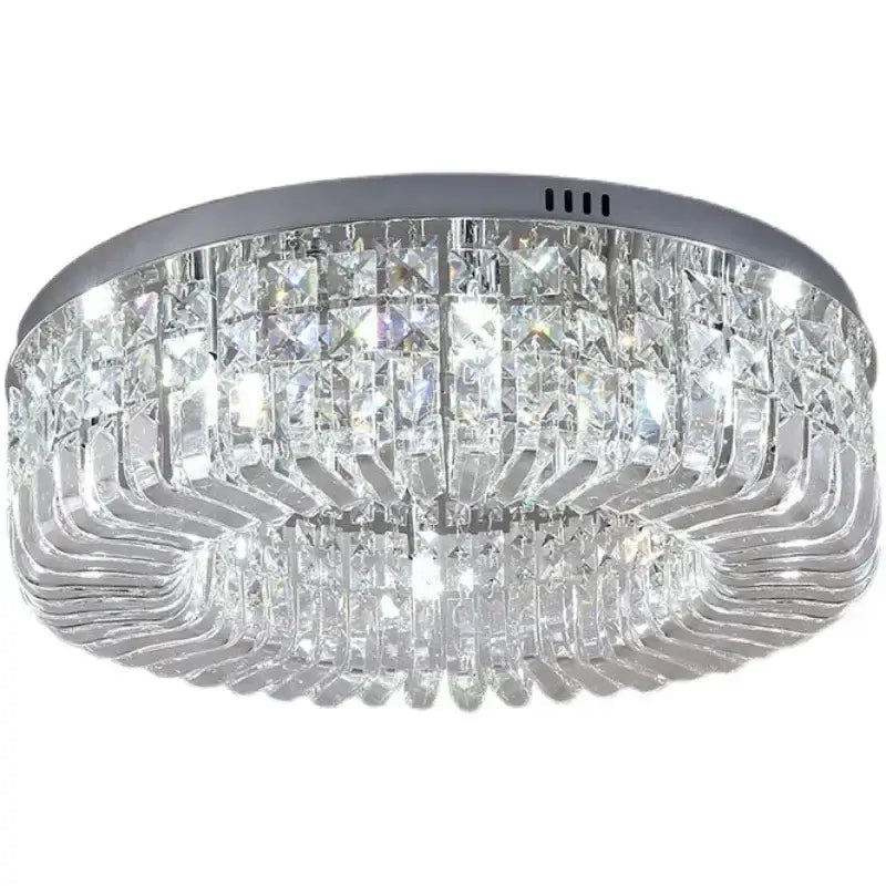 Decorbites™ crystal led chandelier ceiling light with gold chrome frame and clear faceted prisms for modern crystal ceiling or dining room use
