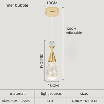 A decorbites crystal led chandelier gold pendant light with aluminum frame and crystal accents, adjustable 120cm length