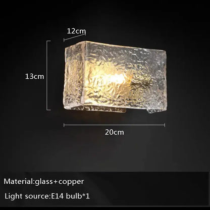 Clear textured glass wall sconce with copper base and e14 bulb from decorbites crystal led chandelier collection