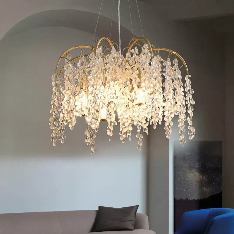 Decorbites™ Kristall-LED-Kronleuchter Golden Luxus-Wohnzimmer-Deckenleuchte