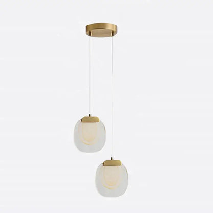 Modern pendant light with two frosted glass globes and brass accents by decorbites crystal led for warm yellow kitchen lighting