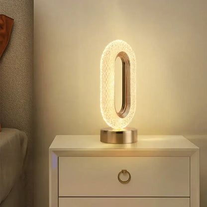 Decorbites crystal led table lamp gold oval light with crystal mesh design and warm glow for bedroom decorbites crystal led table