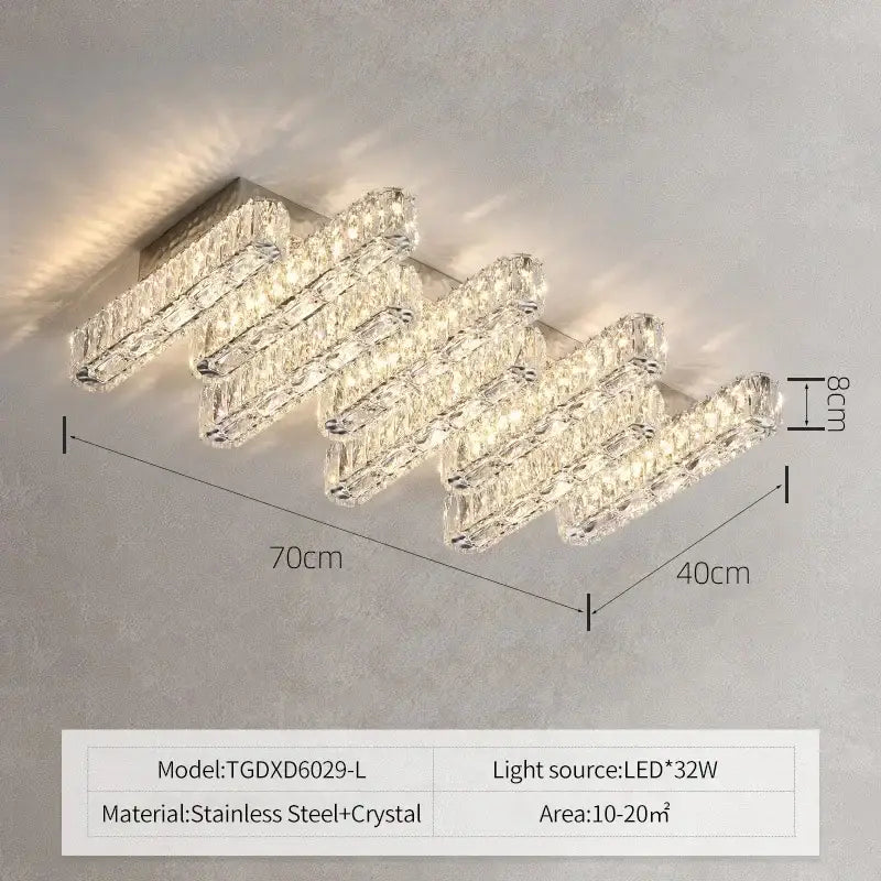 DecorBites™ Crystal Liner Ceiling Chandelier: Modern Luxury Dimmable LED Lighting Fixture