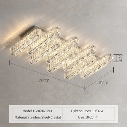 DecorBites™ Crystal Liner Ceiling Chandelier: Modern Luxury Dimmable LED Lighting Fixture