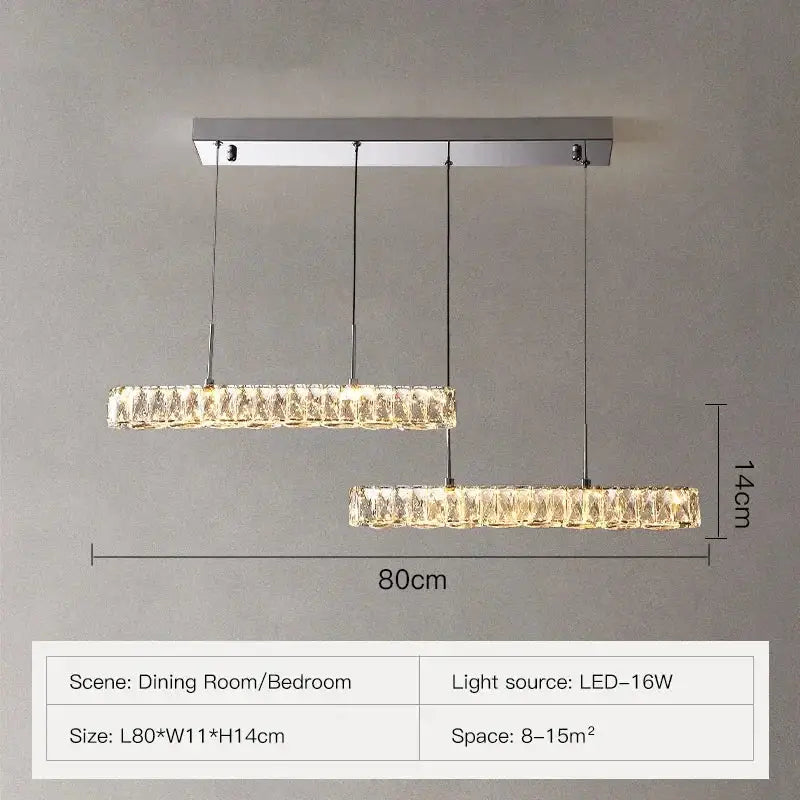 DecorBites™ Crystal Liner Ceiling Chandelier: Modern Luxury Dimmable LED Lighting Fixture