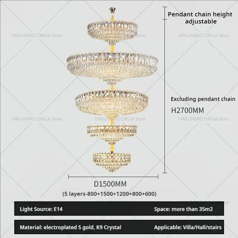 DecorBites™ Crystal Living Room Chandelier: Modern Luxury High-Rise Villa Personality Creative Hotel Décor