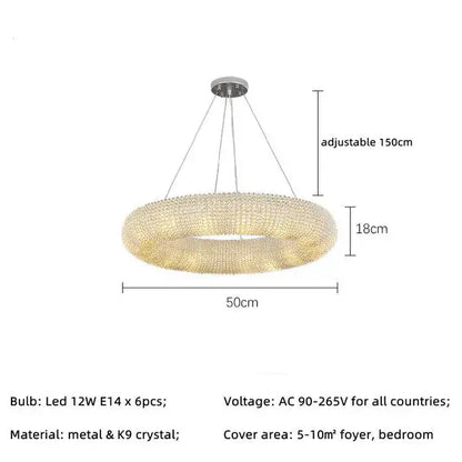 DecorBites™ Crystal Loft Chandelier: Modern Luxury LED Pendant Light for Living Room Decor