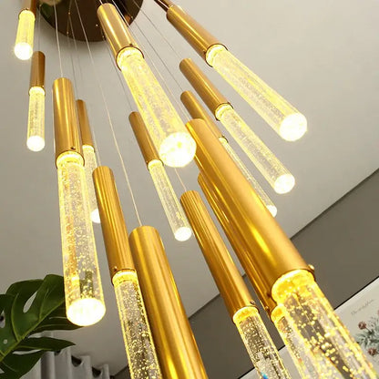 DecorBites™ Crystal Loft Chandelier: Modern Nordic Art Deco Gold LED Lighting for Living Room