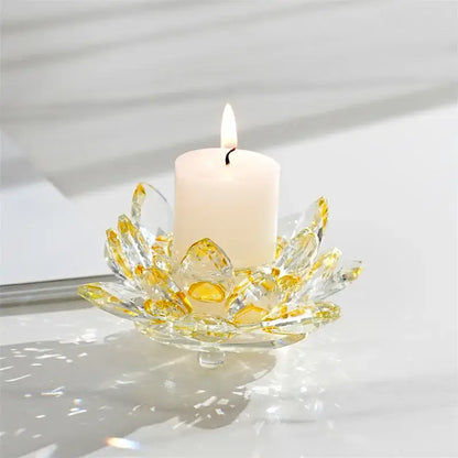 DecorBites™ Crystal Lotus Candle Holder Aromatherapy Base Candelabros