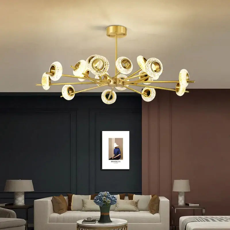 DecorBites™ Crystal Lustre LED Chandelier for Home Decor - Luxury Round Ceiling Lamp