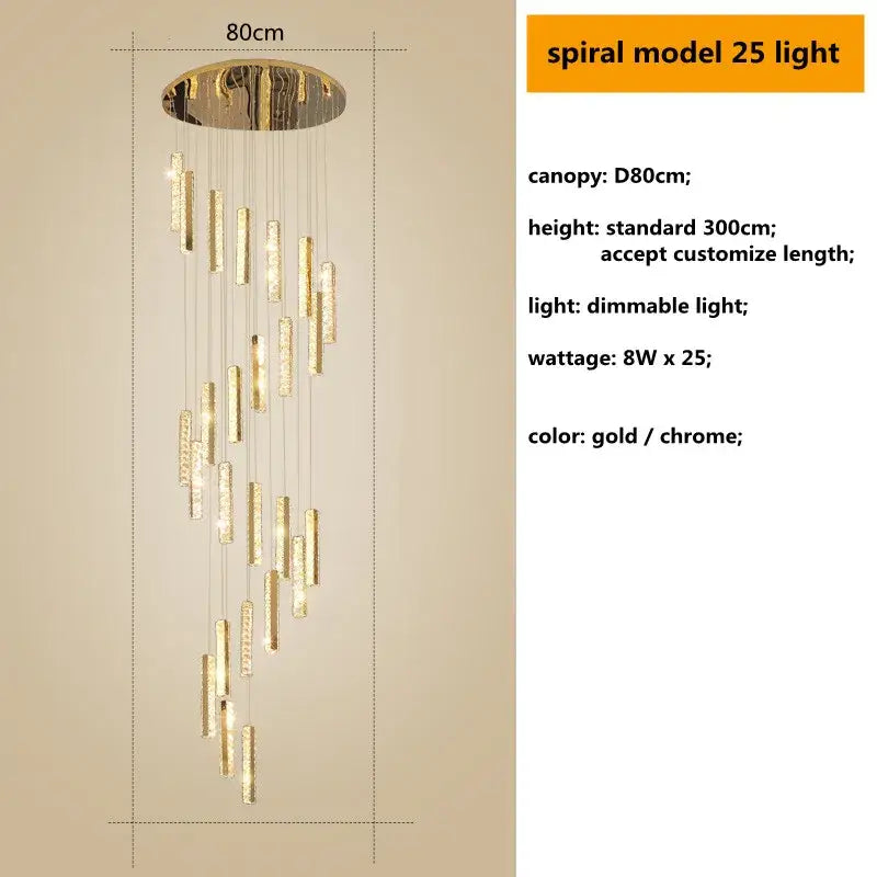 DecorBites™ Crystal Lustre Pendant Lights with Dimmable LED, Adjustable Cable - Gold Chrome Steel