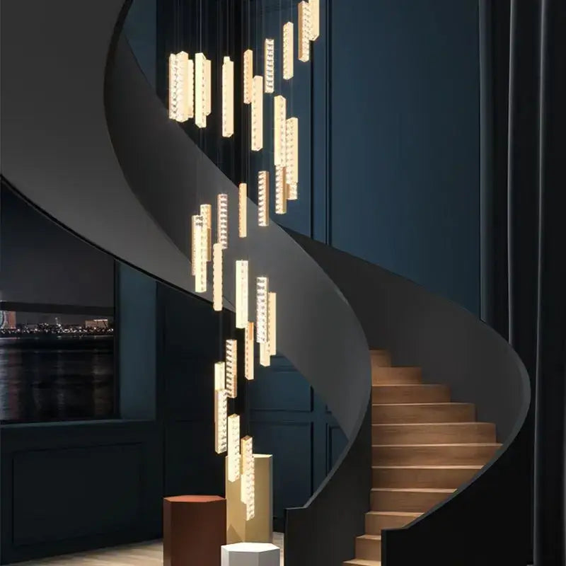 DecorBites™ Crystal Lustre Pendant Lights with Dimmable LED, Adjustable Cable - Gold Chrome Steel