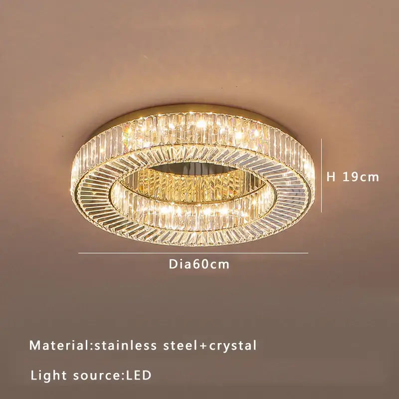 DecorBites™ Crystal Luxe C-Shape LED Ceiling Lamp Gold Finish