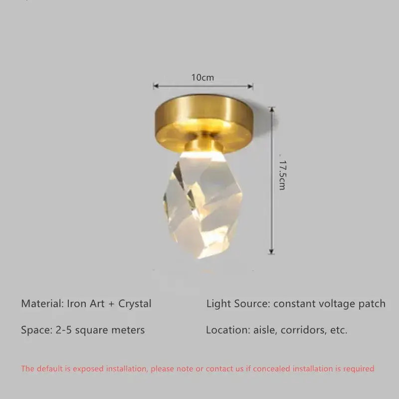 DecorBites™ Crystal Luxe Ceiling Lamp: Modern Minimalist Design for Porch, Corridor, Aisle, Balcony.