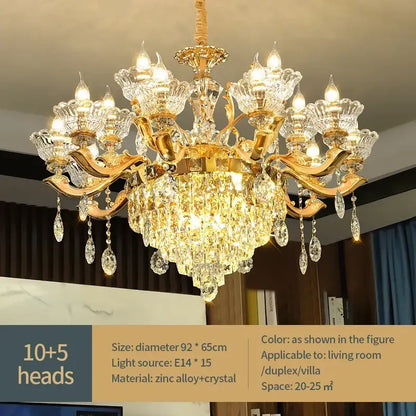 DecorBites™ Crystal Luxe Pendant Lamp: Elegant European Style for Living Room and Restaurant