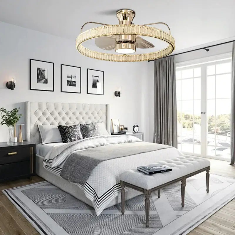 Decorbites™ Kristall-Luxus-Deckenventilatorleuchte mit unsichtbaren Flügeln und Fernbedienung