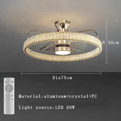 Decorbites™ Kristall-Luxus-Deckenventilatorleuchte mit unsichtbaren Flügeln und Fernbedienung