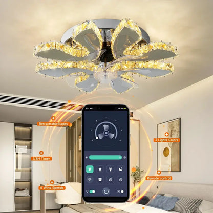 Decorbites™ Kristall-Luxus-Deckenventilator mit LED-Lampe-Kronleuchter Smart-Home-Dekor-Armaturen