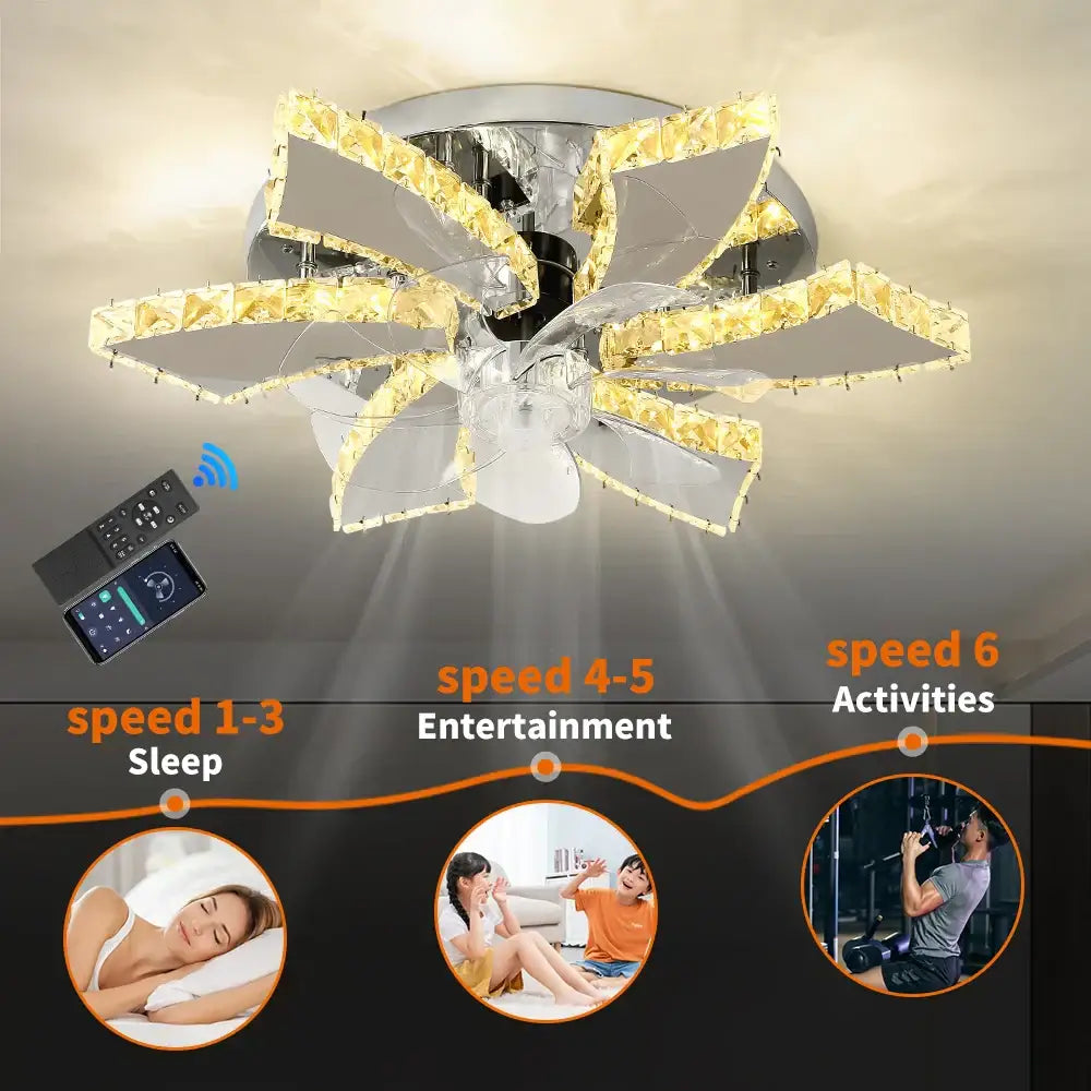 Decorbites™ Kristall-Luxus-Deckenventilator mit LED-Lampe-Kronleuchter Smart-Home-Dekor-Armaturen