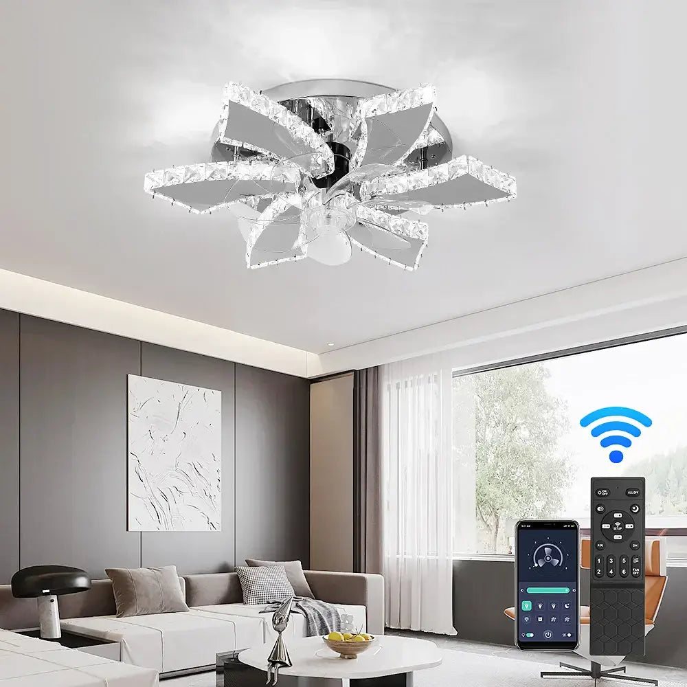 Decorbites™ Kristall-Luxus-Deckenventilator mit LED-Lampe-Kronleuchter Smart-Home-Dekor-Armaturen