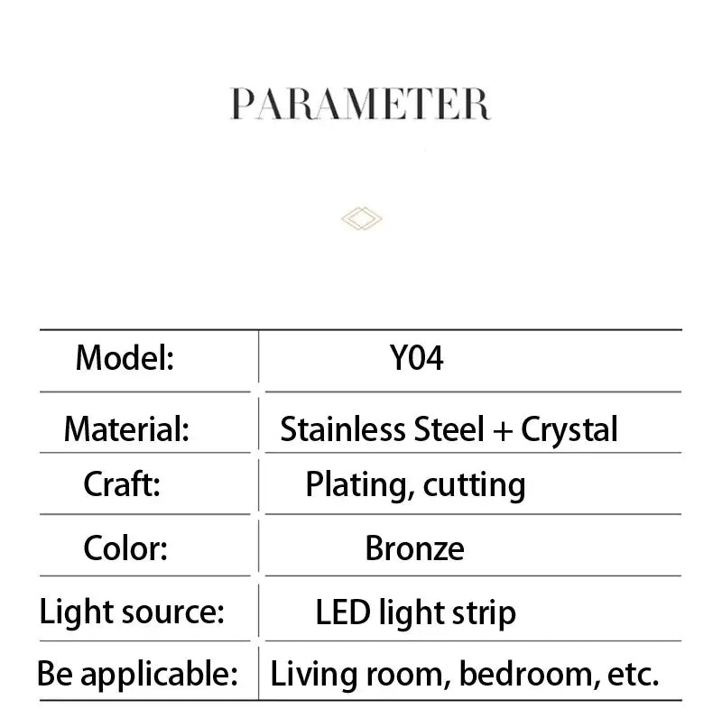 Bronze y04 decorbites™ crystal pendant chandelier made of stainless steel and crystal with led light strip for home decor