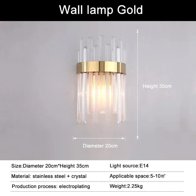 Decorbites™ crystal pendant chandelier with gold finish, circular stainless steel base, and vertical crystal rods for home decor luxury modest crystal lighting