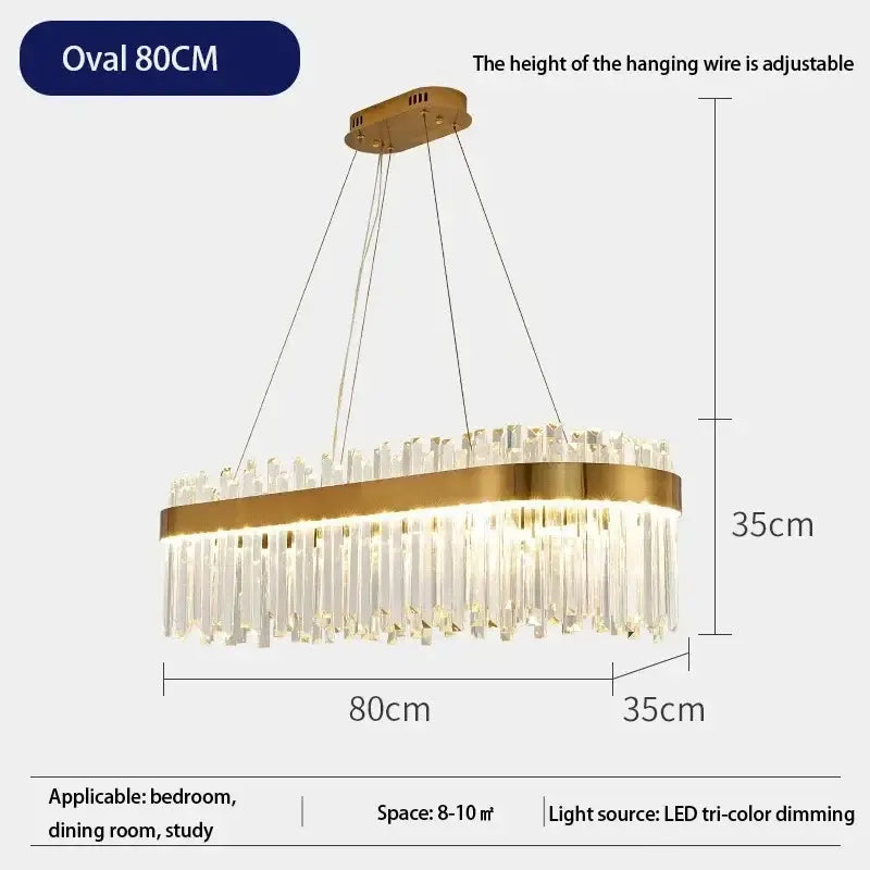 Gold-toned decorbites™ crystal pendant chandelier with clear droplets and adjustable wire for luxury modest crystal home decor