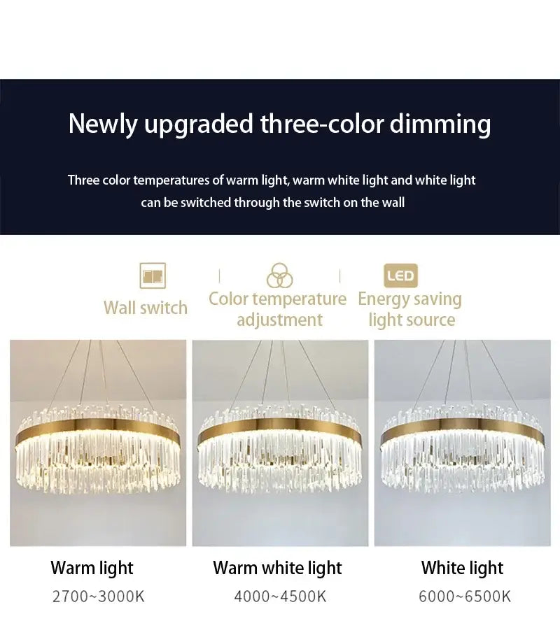 Decorbites™ crystal pendant chandelier with gold frame and luxury modest crystal prisms for home decor lighting