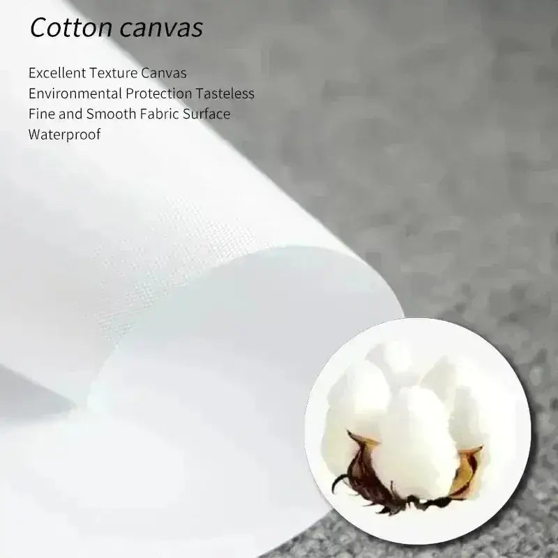 White cotton canvas fabric with fine smooth texture and waterproof qualities for DecorBites cute animals canvas wall art
