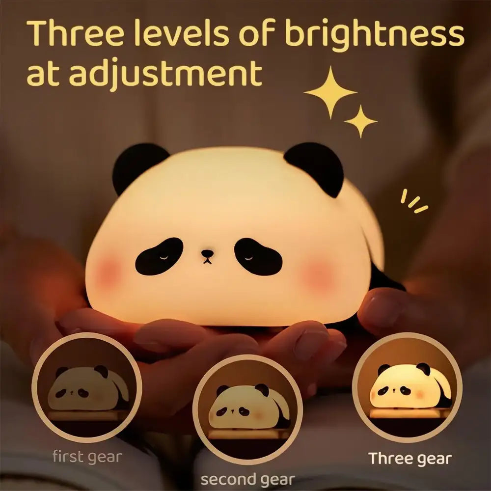 Soft glowing decorbites cute panda white and black night light with three adjustable brightness levels for bedroom use