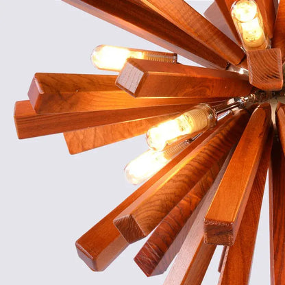 Warm-toned wooden decorbites dandelion pendant lights with multiple exposed edison bulbs for dining room starburst glow