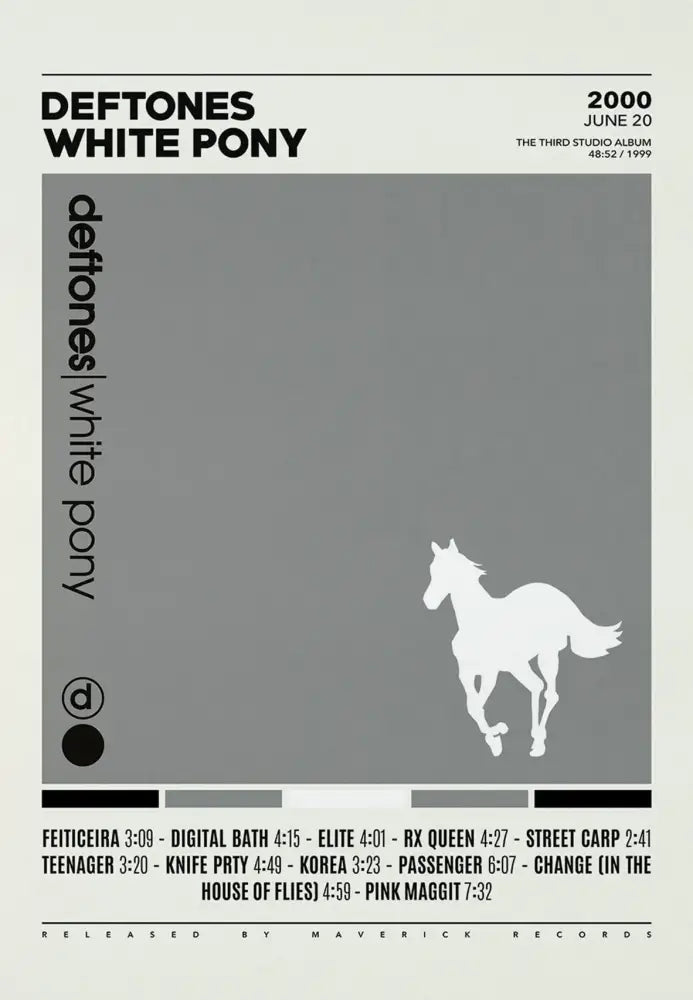Gray deftones canvas painting featuring a white silhouette of a running horse on decorbites™ canvas wall art
