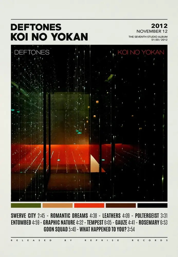 Decorbites deftones canvas painting features dark abstract light strands in green and red on black for wall art