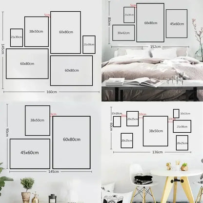 Set of minimalist black-framed deftones canvas paintings in various sizes for modern wall decor by DecorBites