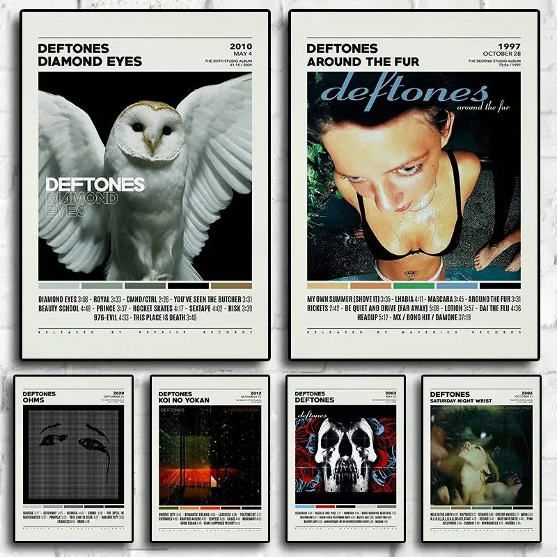 Two framed deftones canvas paintings featuring a white owl and a woman’s face for wall art decorbites wall art
