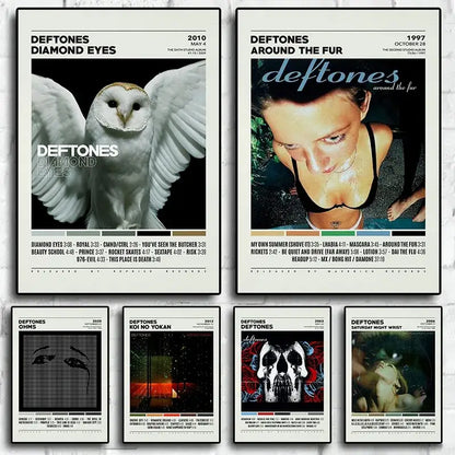 Two framed deftones canvas paintings featuring a white owl and a woman’s face for wall art decorbites wall art