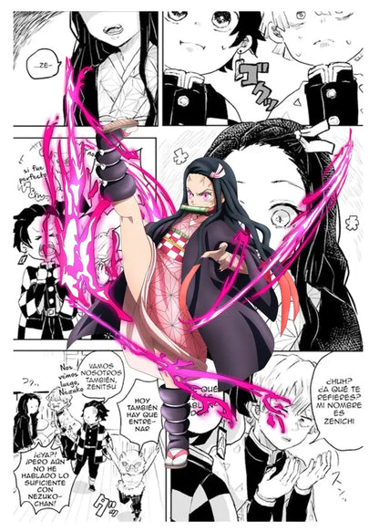 Decorbites™ demon slayer anime canvas poster featuring a character with dark hair and glowing pink sword for home decor