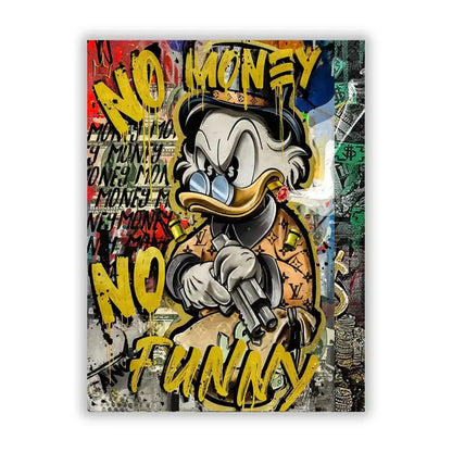 Vibrant decorbites™ disney marvel donald duck canvas wall art featuring stylized donald duck in louis vuitton coat with gun and cigar