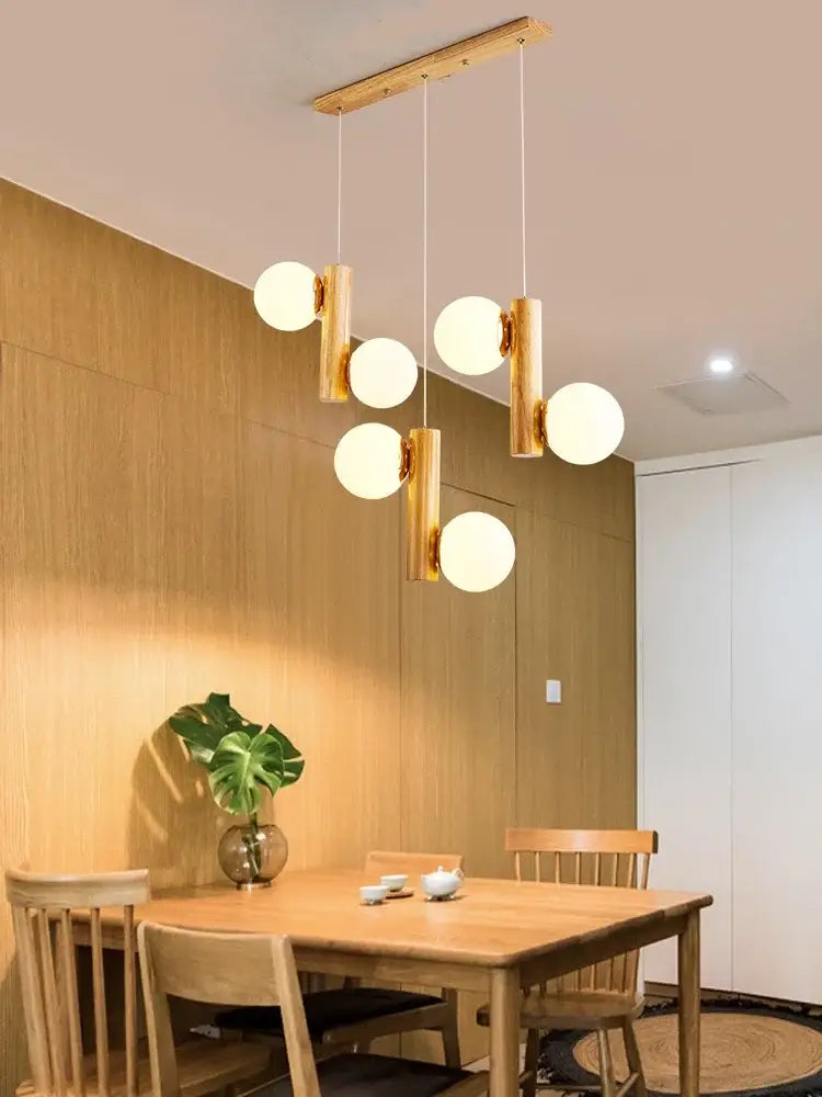 Modern gold bamboo e27 pendant lamp with cylindrical fixtures and frosted glass shades for dining room lighting