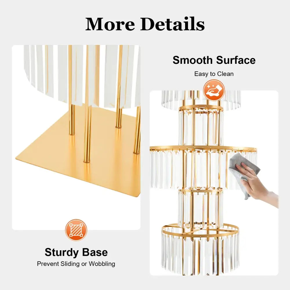 DecorBites™ elegant 5-tier gold wedding flower stand with clear acrylic panels and sturdy square base for flower display
