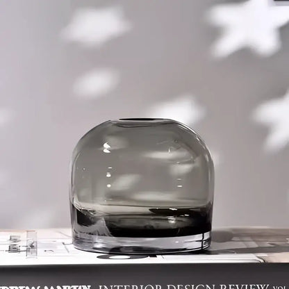 Decorbites™ elegant european ins sleek translucent gray glass flower vase with rounded dome shape and sturdy base