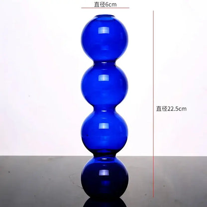 DecorBites™ elegant glass vase cobalt blue with four stacked spheres ideal for stylish home decor accents