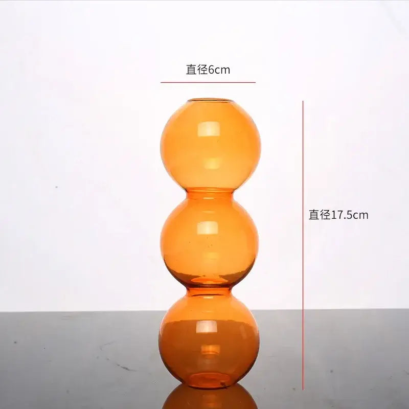 Transparent amber glass vase with three stacked spheres elegant glass vase for home decor by decorbites