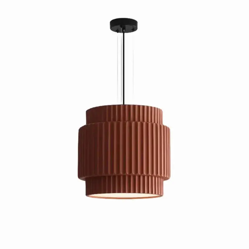Decorbites elegant resin terracotta ribbed tiered pendant light with sleek black ceiling mount for dining room
