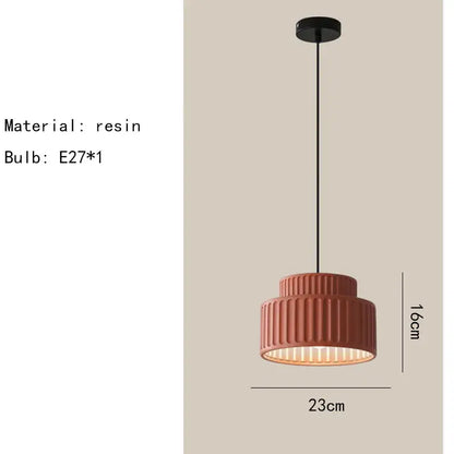 Decorbites elegant resin terracotta ribbed tiered pendant light with black cord for dining room lighting