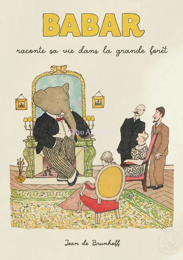 Decorbites™ elephant family yoga poster features a sophisticated elephant in tuxedo for kids room decor