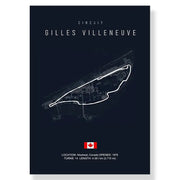 Dark blue gilles villeneuve circuit canvas painting featuring white line art for living room decor by decorbites